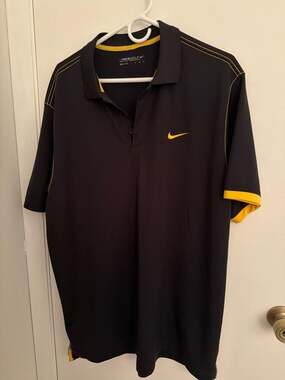 Nike Golf Dri-Fit Black and Yellow Contrast Stitching Polo Shirt XXL